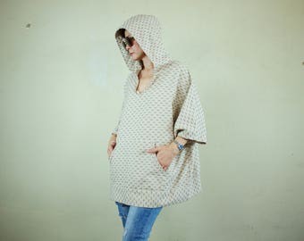 Oversized Funky Boho Long Sleeve Dusty Orange Draped Front Open Vest Blouse Cardigan Sweater C001