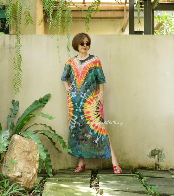 cotton tie dye dresses Tie Dye Maxi Flared Cotton Dress – Hatheli