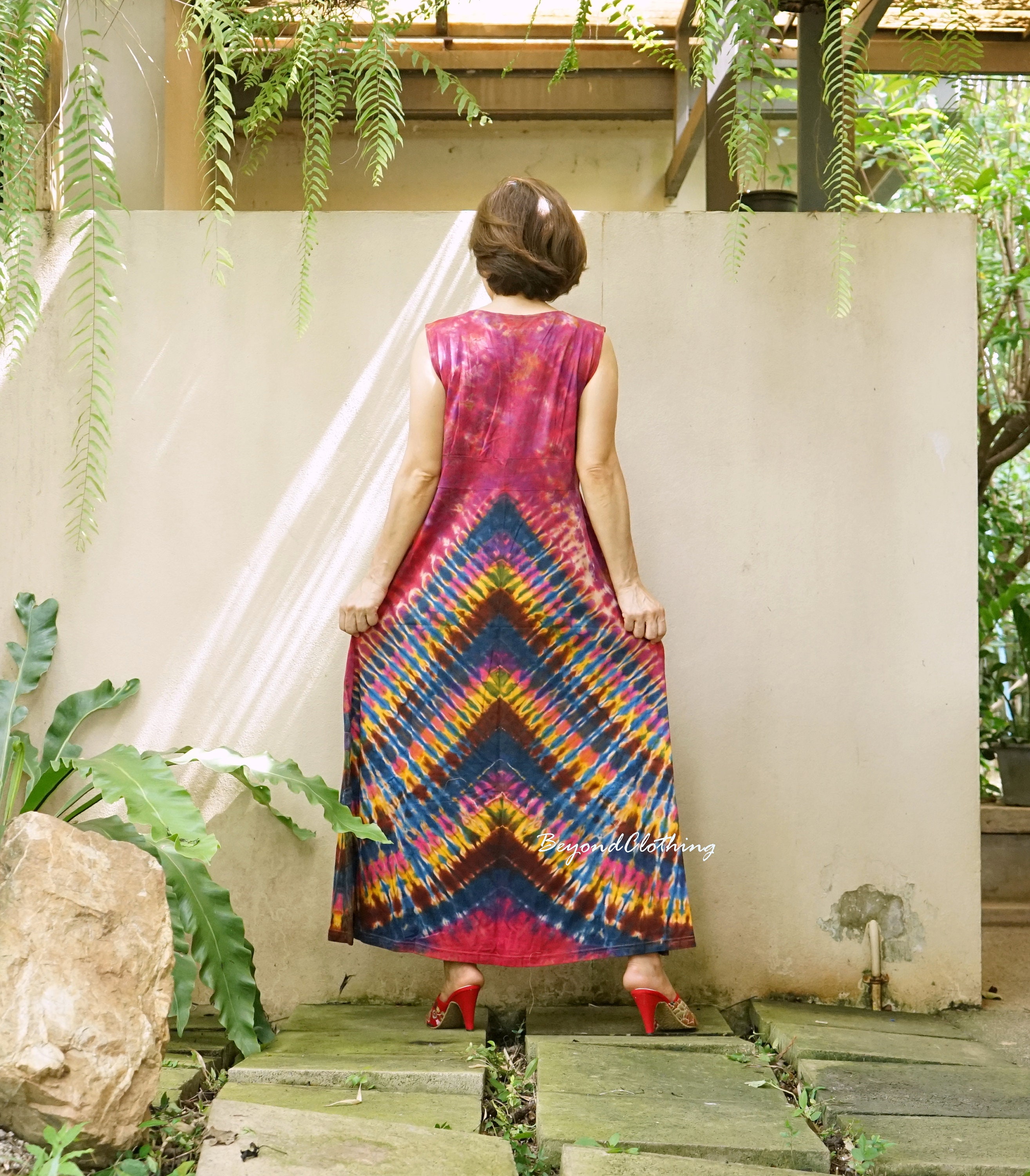 rainbow tie dye maxi dress Fkelyi Tie-Dye Rainbow Print Womens Fall Dress Long Sleeve Maxi Dress for Wedding Party Casual Outdoor Cloth V Neck Soft Dresses with Pocket, XL,