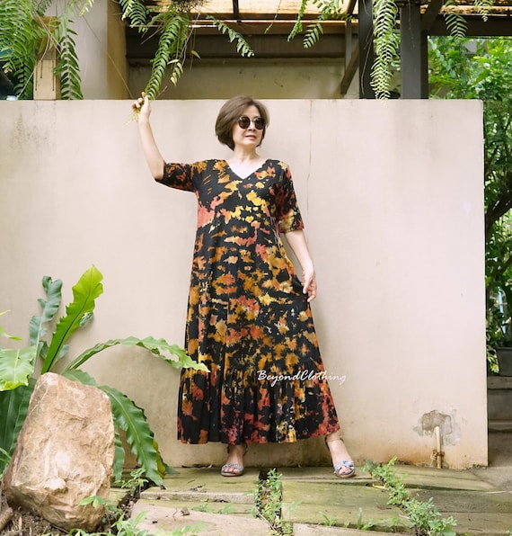 midi cotton tie dye dresses Aurora Tie Dye Jersey Cotton Midi Sundress-S by TLB