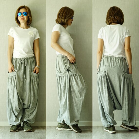 jersey plus size harem pants