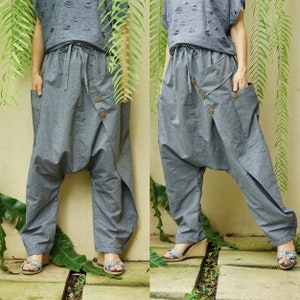 Extravagant Cotton Pants, Avant Garde Pants, Harem Pants Women, Drop Crotch Pants, Casual Pants, Loose Pants