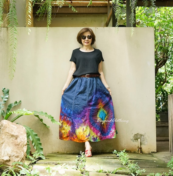 Upcycled Tie Dye Denim Skirt Boho Hippie Flare Tie Dye 8 Paneled Denim Skirt Festival Skirt Tie Dye Rainbow Denim Skirt UP2 Etsy UK