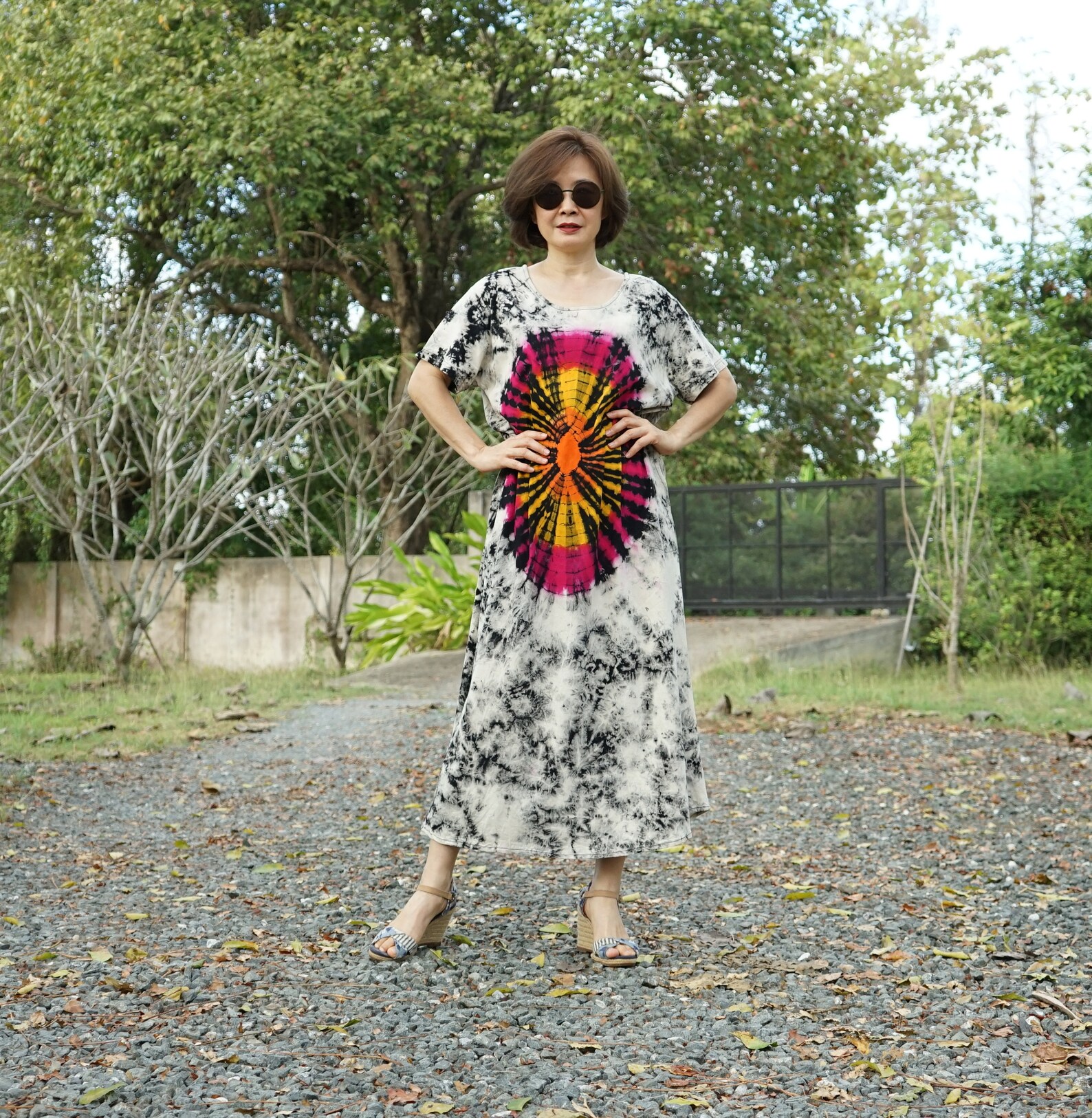 Boho Tie Dye Scoop Neck Dress Plus Size Hippie Tie Dye Dress Etsy