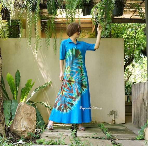cotton maxi dress short sleeve Brown Cotton Maxi Dress Brown / L main image 0