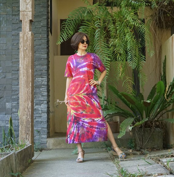 tie dye a line dress Latin Quarters Women Green Collar Neck Half Sleeves Tie Dye A-Line Dre