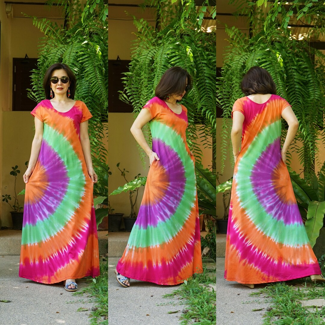 Tie-Dye Rose Reverie Boho Maxi Dress main image 1