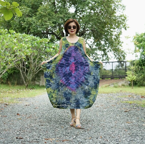 Boho Tie Dye Printed Dress Tie Dye 