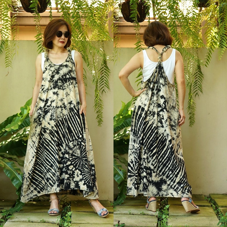 Boho Hippie Tie Dye Y Back Jumper Dress 