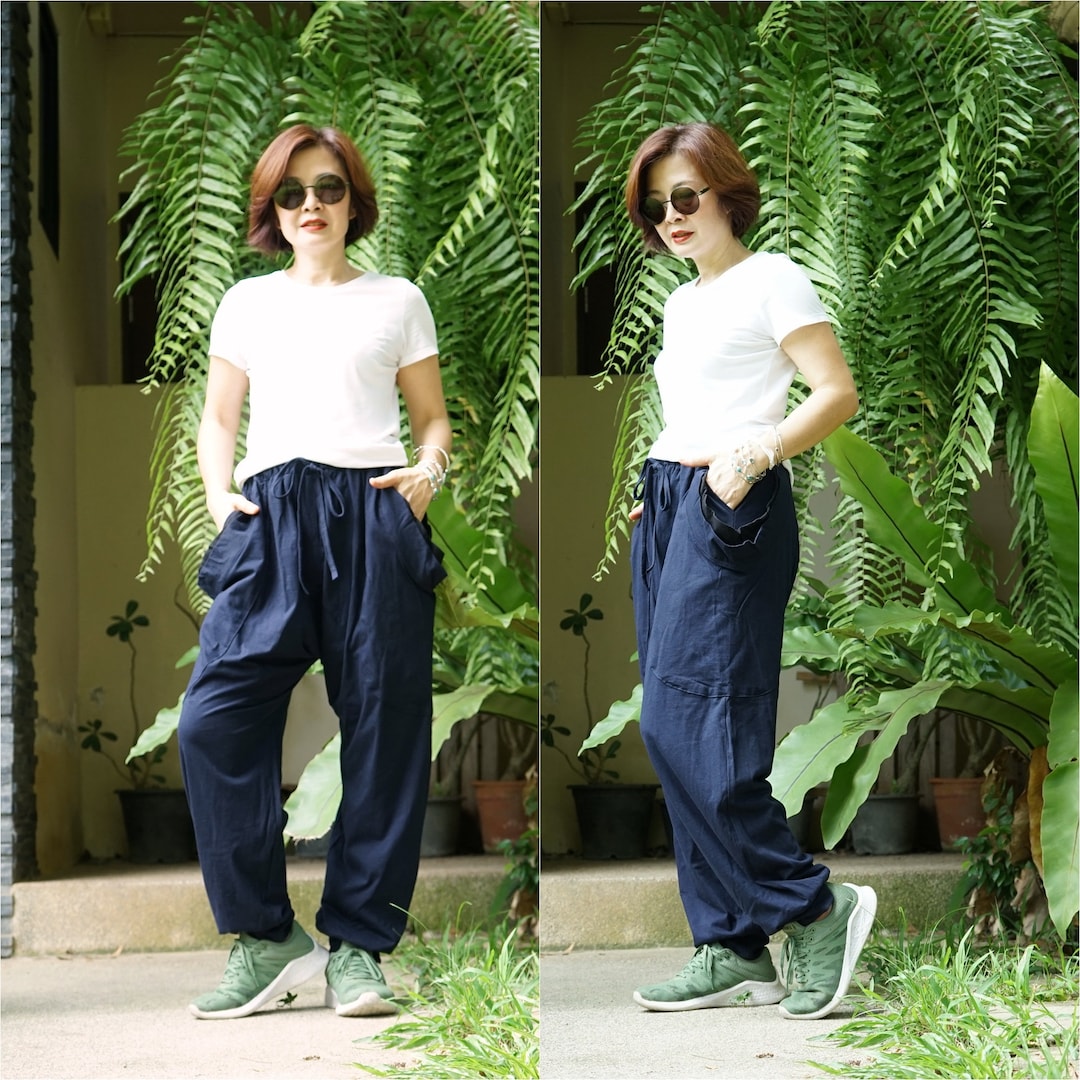 Dark Navy Blue Sweatpants Dark Navy Blue Jogger Pants Boho Funky