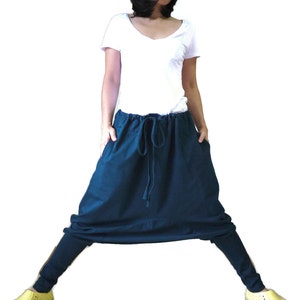 Funky Drop Crotch Ninja Yoga Unisex Dark Teal Green Cotton Jersey Harem Pants Trousers With Adjustable Drawstring Waist & 2 Pockets P060