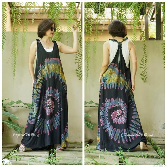 Boho Hippie Tie Dye Y Back Jumper Dress 