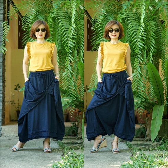Navy blue top skirt trousers