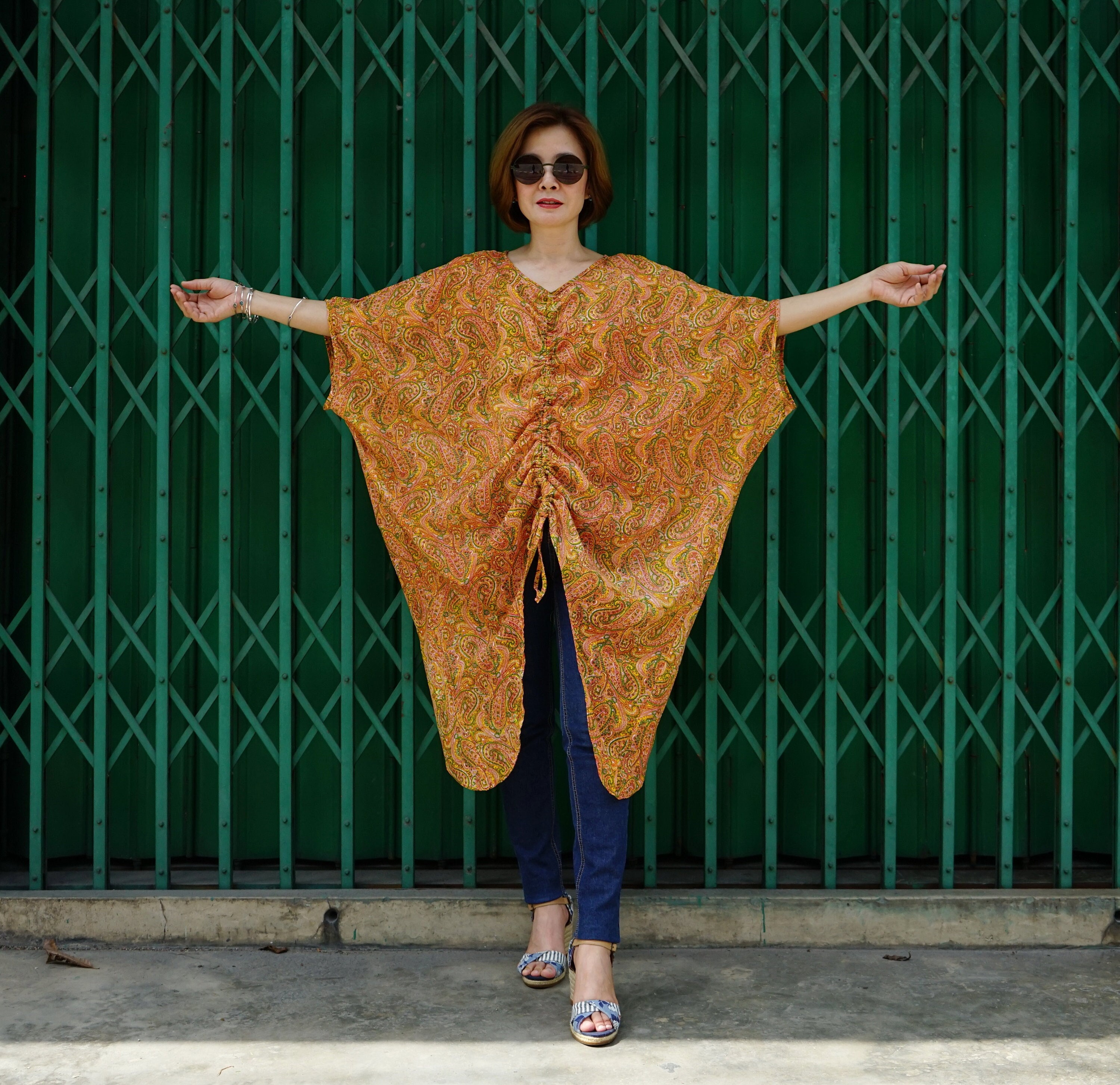 Tunique Fleurie Lagenlook Création Main En Coton - Taille 38/40 - Occasion Excellent état