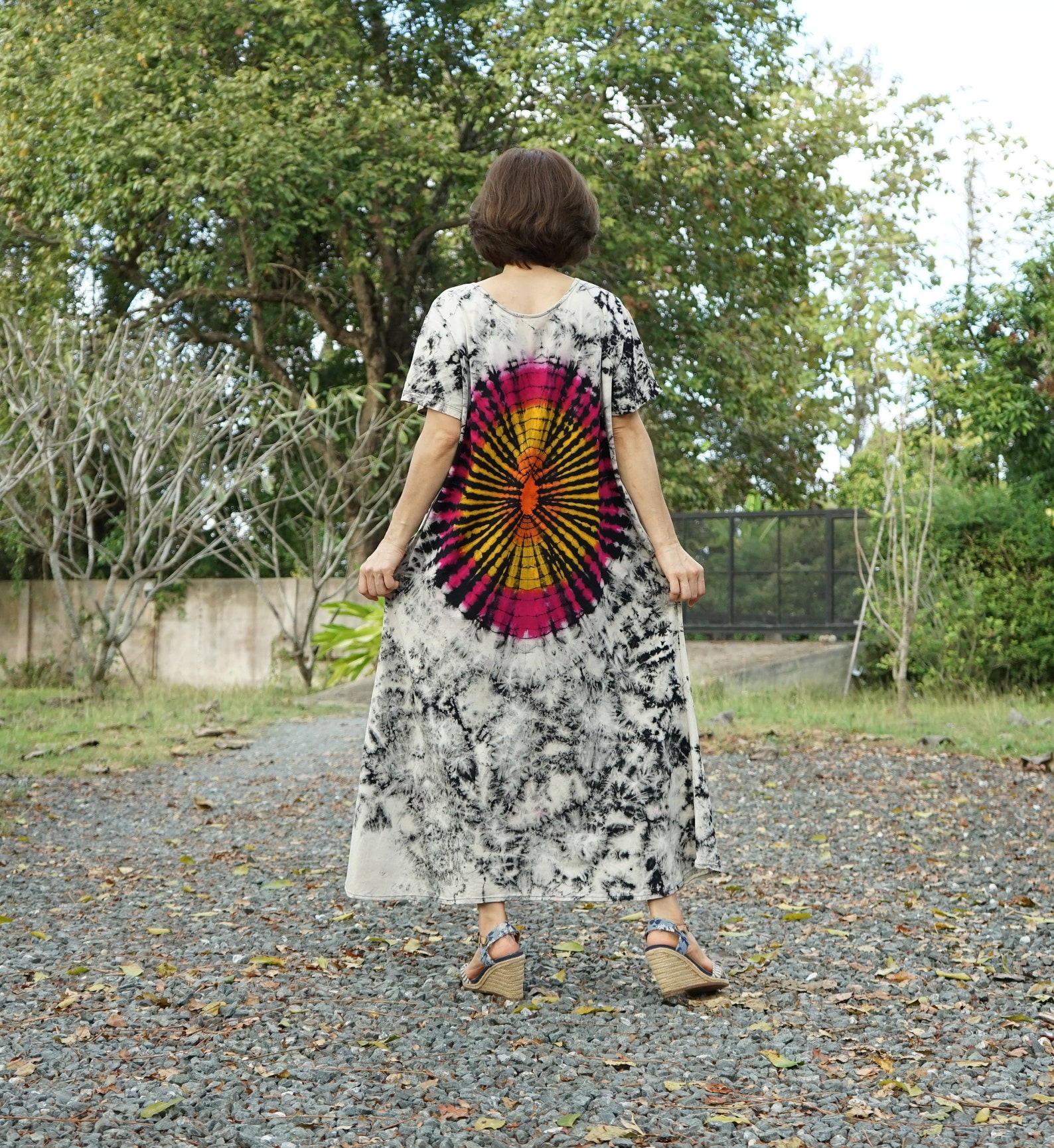 Boho Tie Dye Scoop Neck Dress Plus Size Hippie Tie Dye Dress Etsy