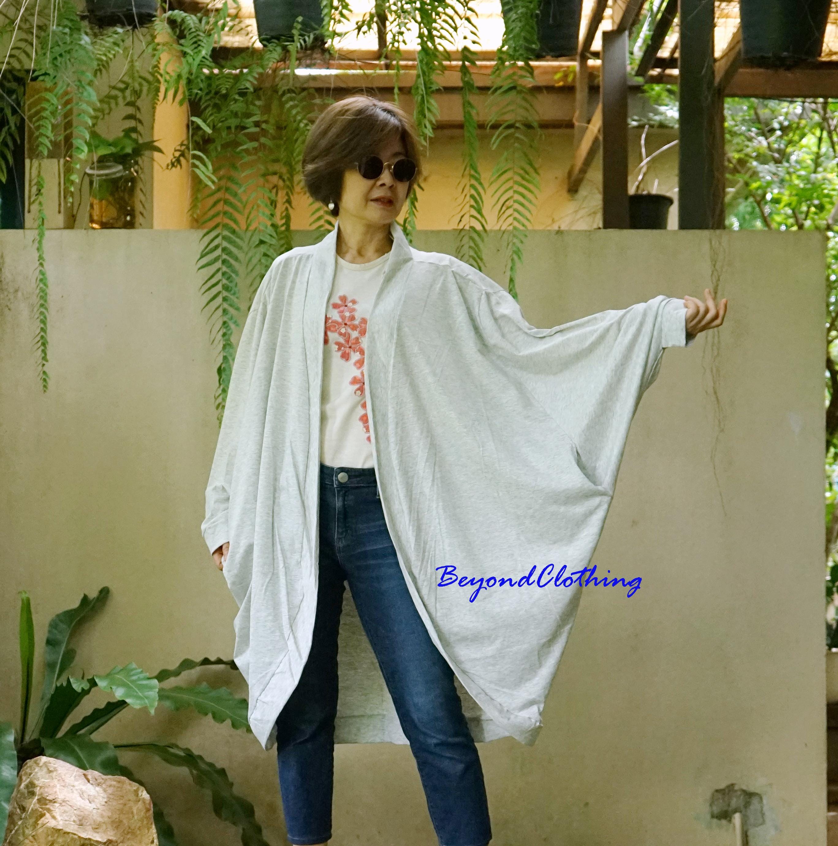 Oversized Heather Gray Cocoon Cardigan: Lightweight Open Front