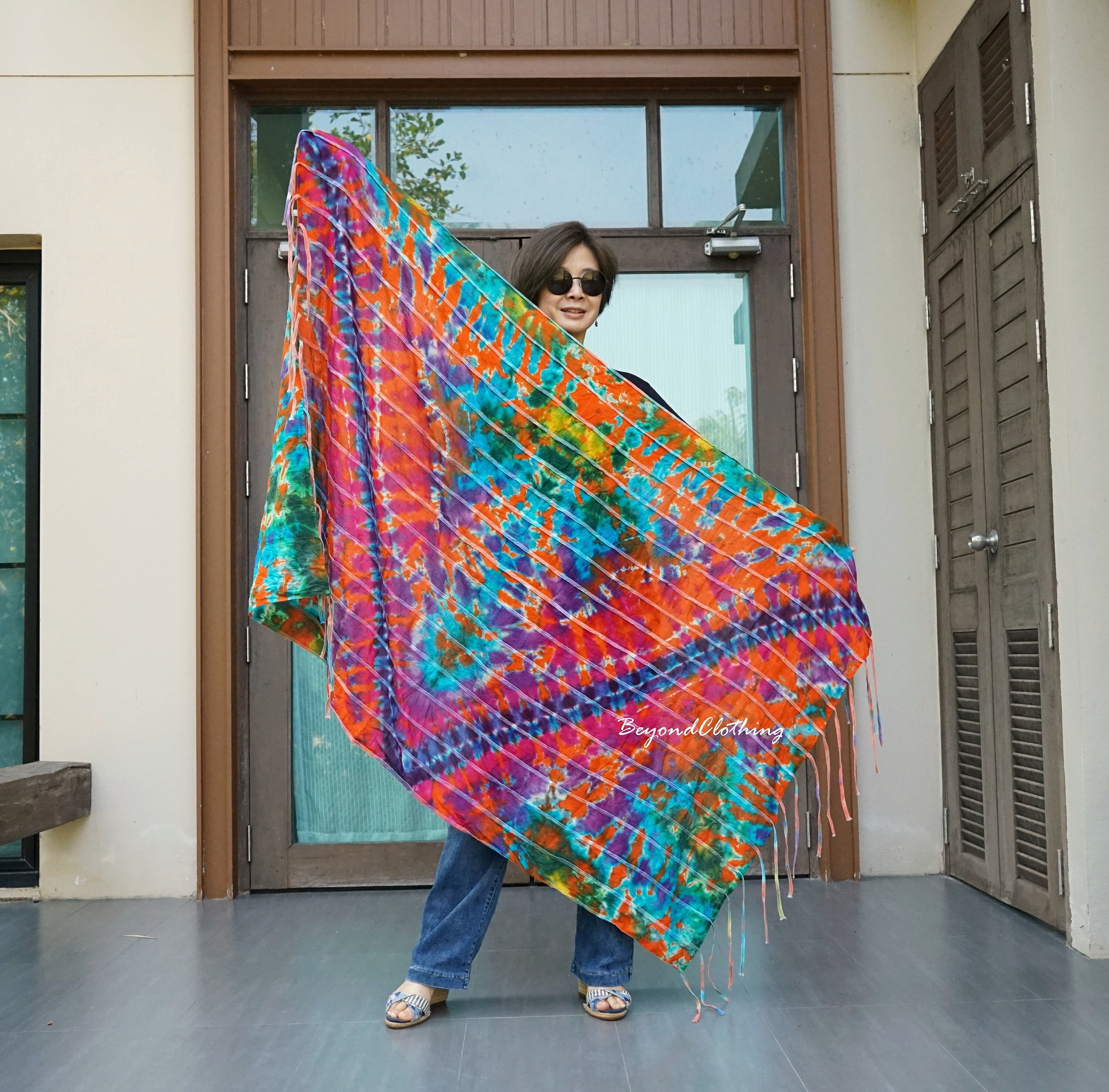 Boho Hippie Funky Soft Comfy Tie Dye Light Cotton Scarf Shawl