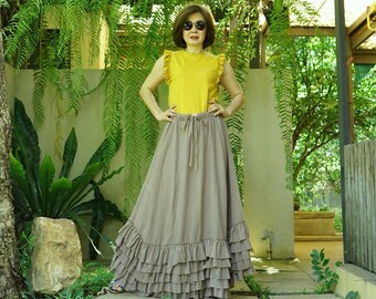 【BOHEMIAN SEOUL】25ss FLARE LAYERED SKIRT PANTS Women's Chiffon Skirt Pants, Wide Leg Pants, Black Skirt