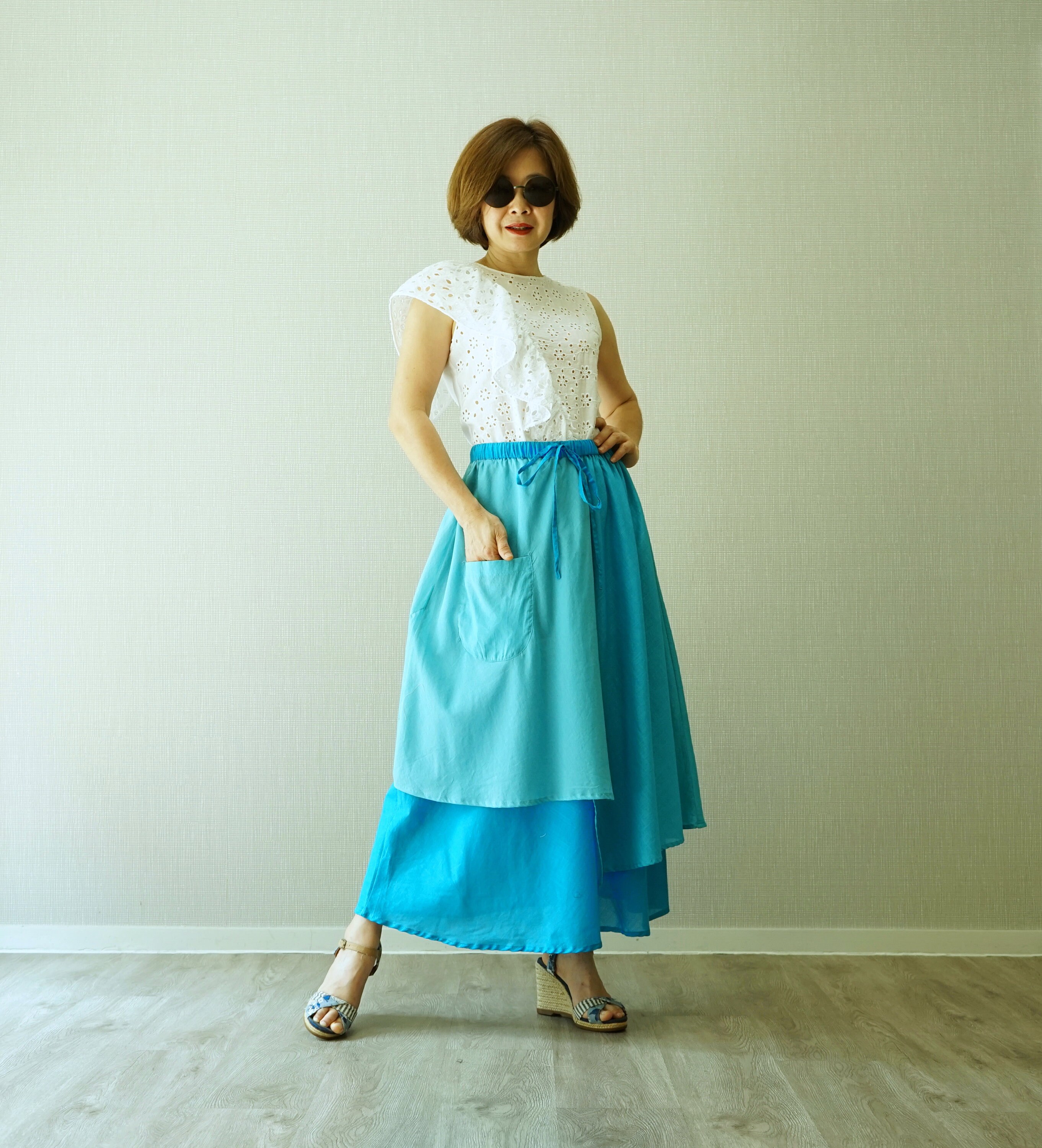 3 Layer Skirtboho Colorful Triple Layer Blue Light Cotton
