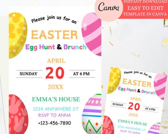 Pastel Easter Egg Hunt Invitation: Editable Template (Digital Download)