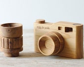 Wooden toy camera - With interchangeable lenses