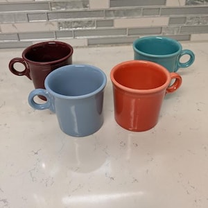Fiesta Ware Coffee Mugs Ring Handle Homer Laughlin Set of 4 Cups