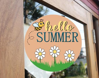 Welcome Sign SVG for Laser Cutters, Floral Door Hanger Design, Daisy Welcome Round, Glowforge Laser File, Summer Porch Decor, Flowers Sign