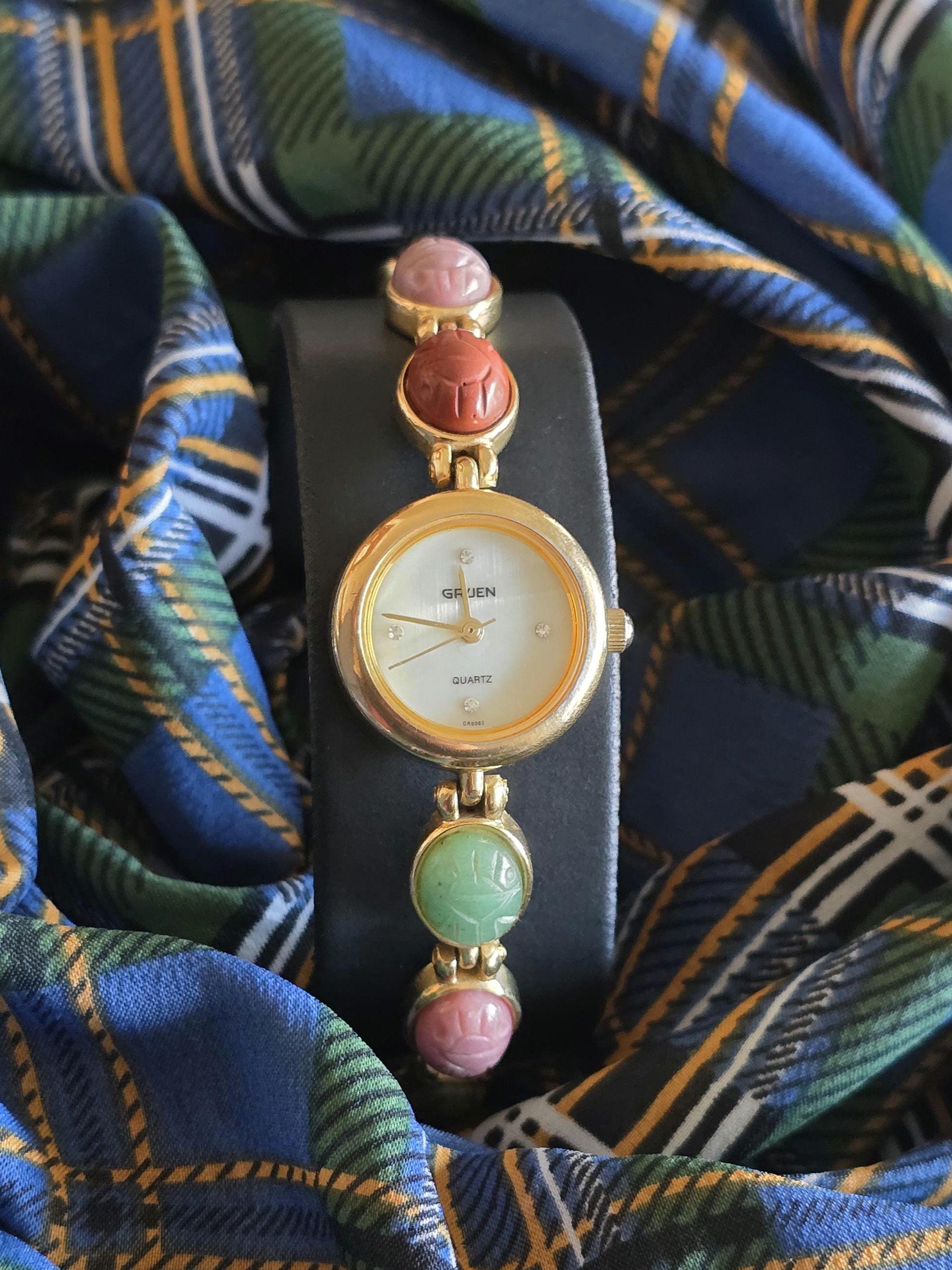 Gruen 80s Scarab Beetle Watch VINTAGE GRUEN PRECISION SCARAB GEMSTONE QUARTZ WATCH – 1980S  main image 4