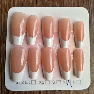 Classic Handmade Press-On Nails in French Manicure Style by Ten Tips Down Nail Co.