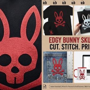 Bunny Embroidery Files Bundle (svg, png, pes, jef, dst) Cut File