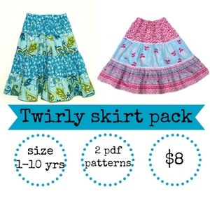 Twirl skirt pattern, Girls skirt pattern, Easy skirt pattern, Skirt pattern, Toddler pattern, 2 skirt patterns