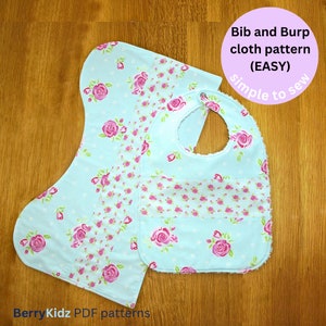 Baby Bib and Burp Cloth Sewing Pattern (PDF)