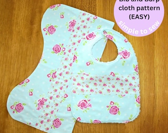 Baby Bib and Burp Cloth Sewing Pattern (PDF)