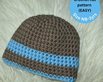 Easy Striped Crochet Hat Pattern: Baby to Toddler Sizes (PDF Pattern)