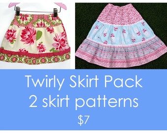 Twirl skirt pattern, Girls skirt pattern, Easy skirt pattern, Ruffle skirt pattern, Toddler pattern, PDF pattern