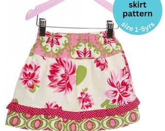 Girls Tiered Twirl Skirt Sewing Pattern, Size 1-5 (PDF Pattern)
