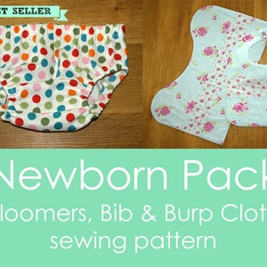 Newborn Bloomers, Bib & Burp Cloth Sewing Pattern (PDF Download)