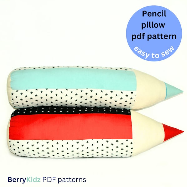 Decorative pillow pattern, Softie pattern, Pencil pillow sewing pattern, Kids pillow pattern (S129)