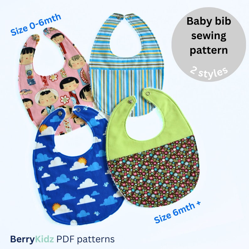 Bib pattern pdf, Baby bib sewing pattern, Bib sewing pattern pdf, Baby bib tutorial, baby bib pattern S115 image 1