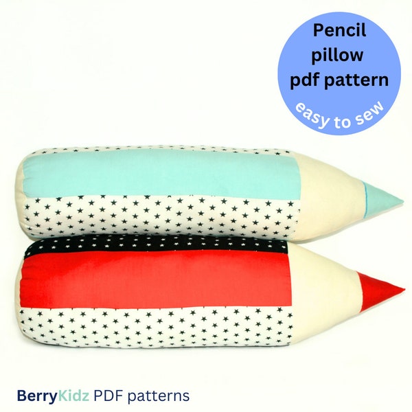 Pillow pattern, Pencil pillow sewing pattern (S129), Decorative pillow pattern, Kids pillow pattern, Stuffed toy pattern