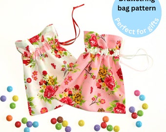 Drawstring Bag Pattern, Gift Bag pattern, Bag sewing pattern, Craft pattern, Gift wrap pattern (S121)