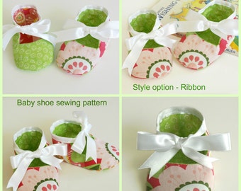 Crib shoe pattern (S127), Soft sole pattern, Baby booties pattern sewing, Baby shoe sewing pattern, Baby bow shoes