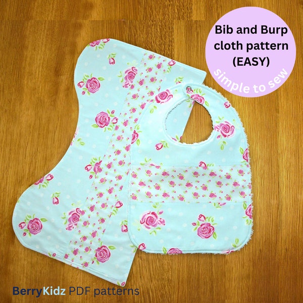 Baby burp rag pattern, Burp pad pattern, Baby Bib pattern, Bib tutorial, Baby sewing pattern, Bib and Burp Cloth (S122)