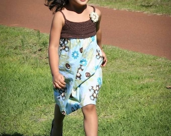 Girls Crochet Bodice Dress Pattern: Summer Sewing, Sizes 1-7 yrs (PDF Pattern)