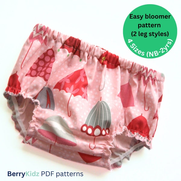 Baby Bloomer pattern, Baby Diaper Cover pattern, Baby sewing pattern pdf, Nappy Cover pattern (S106) - 4 Sizes 0-24mth.