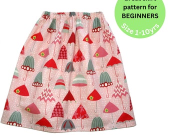 Girls Twirl Skirt Sewing Pattern: Beginner Easy (Sizes 1-10) (PDF Pattern)