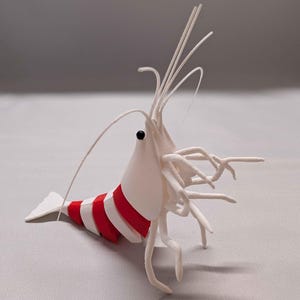 Articulated Crystal Red Shrimp Figurine – 3D Printed Caridina Model