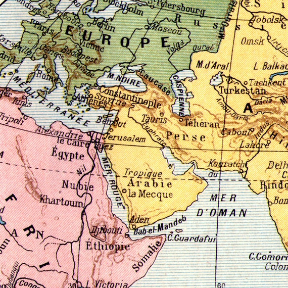 World Map 1907 Dictionary Plate Digital Image Instant Download