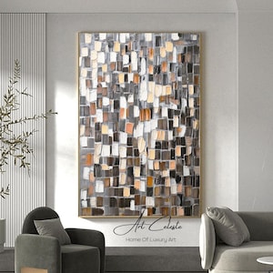 Ethereal Blocks Oil Painting: Textured Abstract Wall Art