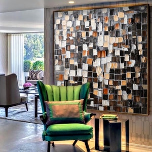Large Abstract Oil Painting on Canvas: Ethereal Blocks Wall Art